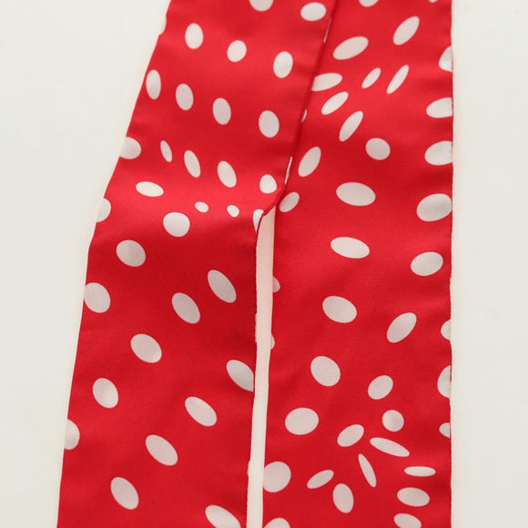 HERMES Twilly Dot Scarf Silk Red Auth am11688M