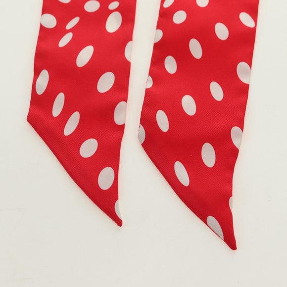 HERMES Twilly Dot Scarf Silk Red Auth am11688M