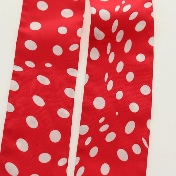 HERMES Twilly Dot Scarf Silk Red Auth am11688M
