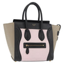 CELINE Luggage Mini Shopper Hand Bag Leather Pink Black Auth am11689V-1