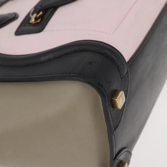 CELINE Luggage Mini Shopper Hand Bag Leather Pink Black Auth am11689V