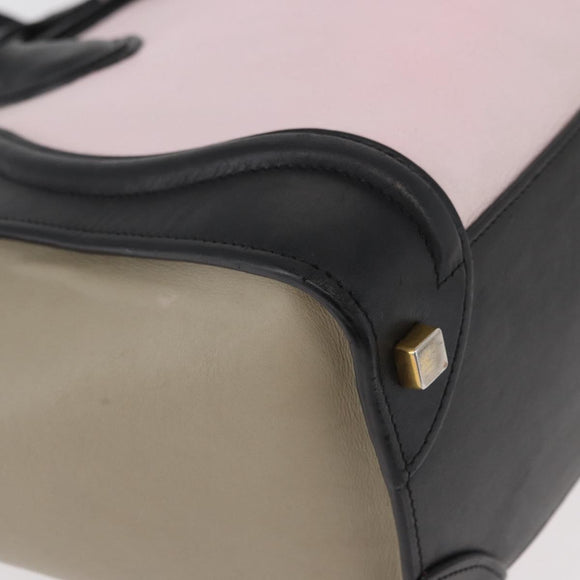 CELINE Luggage Mini Shopper Hand Bag Leather Pink Black Auth am11689V