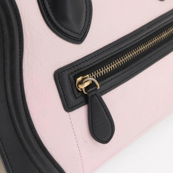 CELINE Luggage Mini Shopper Hand Bag Leather Pink Black Auth am11689V