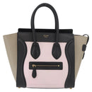 CELINE Luggage Mini Shopper Hand Bag Leather Pink Black Auth am11689V-2