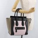 CELINE Luggage Mini Shopper Hand Bag Leather Pink Black Auth am11689V-23