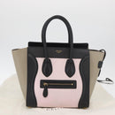 CELINE Luggage Mini Shopper Hand Bag Leather Pink Black Auth am11689V-24