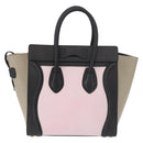 CELINE Luggage Mini Shopper Hand Bag Leather Pink Black Auth am11689V-3