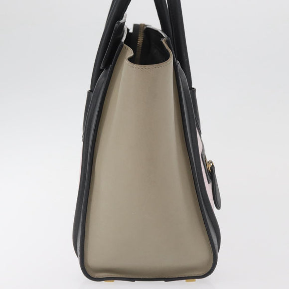 CELINE Luggage Mini Shopper Hand Bag Leather Pink Black Auth am11689V