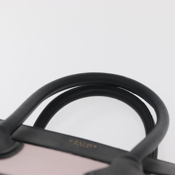 CELINE Luggage Mini Shopper Hand Bag Leather Pink Black Auth am11689V