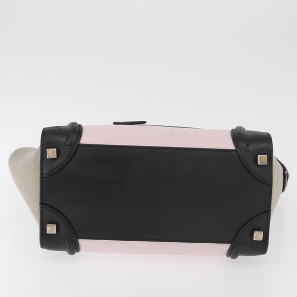 CELINE Luggage Mini Shopper Hand Bag Leather Pink Black Auth am11689V