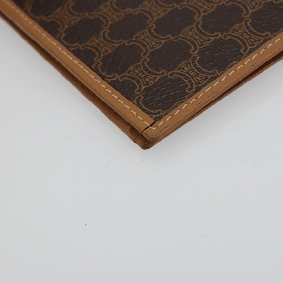 CELINE Macadam Canvas Billfold Wallet PVC Leather Brown Auth am11691A