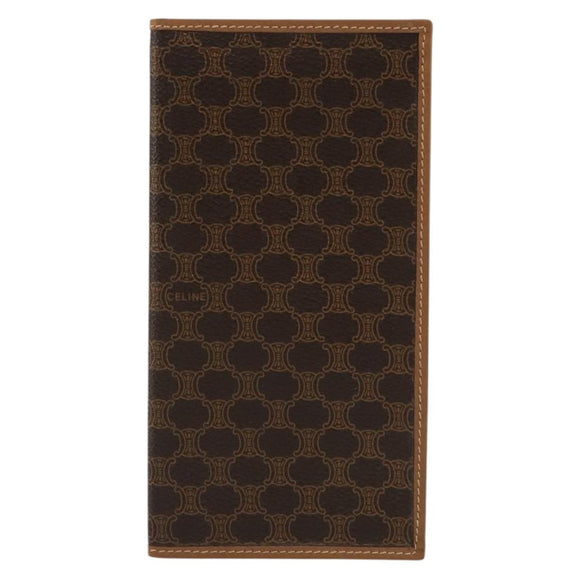 CELINE Macadam Canvas Billfold Wallet PVC Leather Brown Auth am11691A