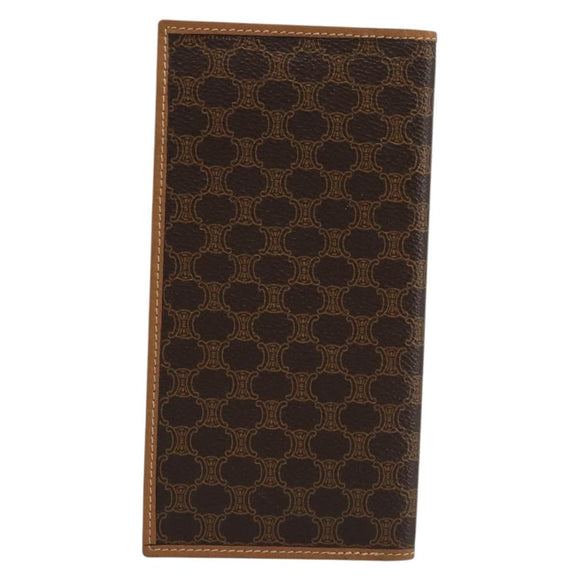 CELINE Macadam Canvas Billfold Wallet PVC Leather Brown Auth am11691A
