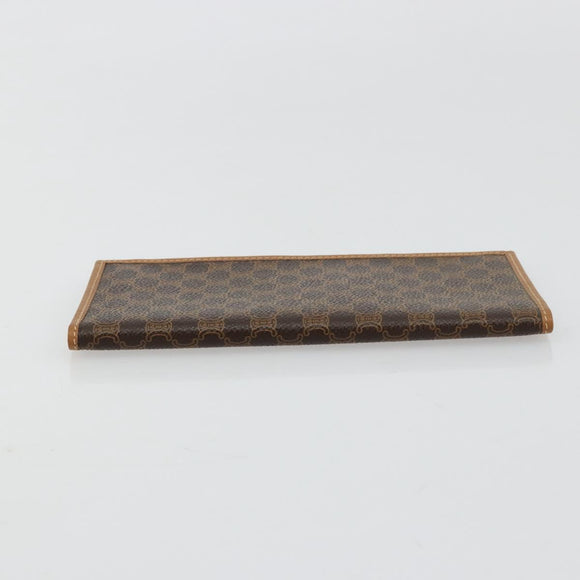 CELINE Macadam Canvas Billfold Wallet PVC Leather Brown Auth am11691A