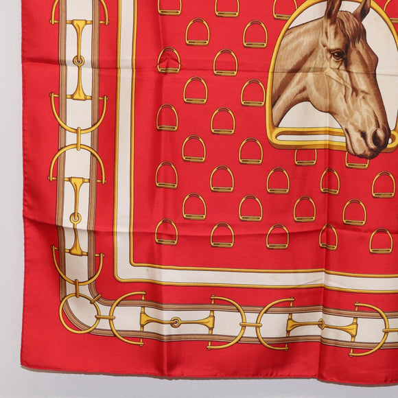 CELINE Scarf Silk 2 Set Red Blue Auth am11693