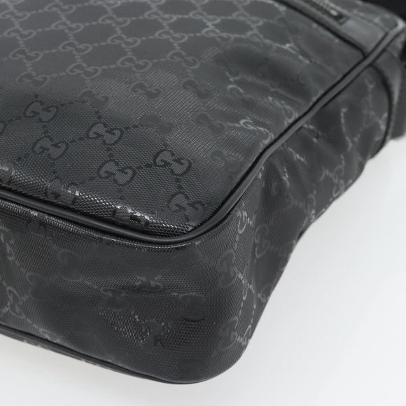 GUCCI GG implementation Shoulder Bag PVC Black Silver 201448 Auth am11696V
