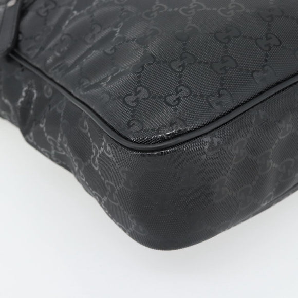 GUCCI GG implementation Shoulder Bag PVC Black Silver 201448 Auth am11696V