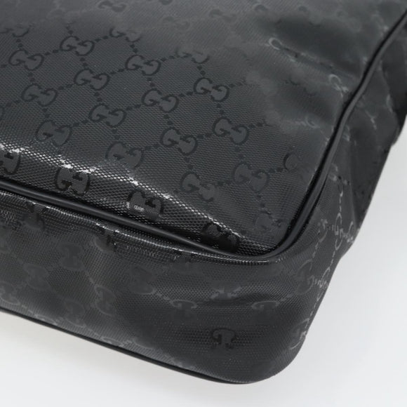 GUCCI GG implementation Shoulder Bag PVC Black Silver 201448 Auth am11696V