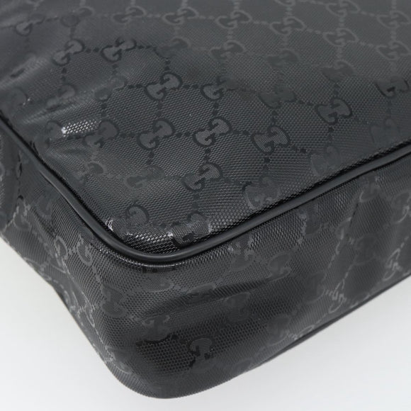 GUCCI GG implementation Shoulder Bag PVC Black Silver 201448 Auth am11696V