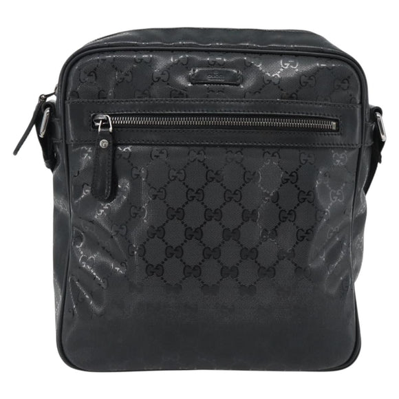 GUCCI GG implementation Shoulder Bag PVC Black Silver 201448 Auth am11696V