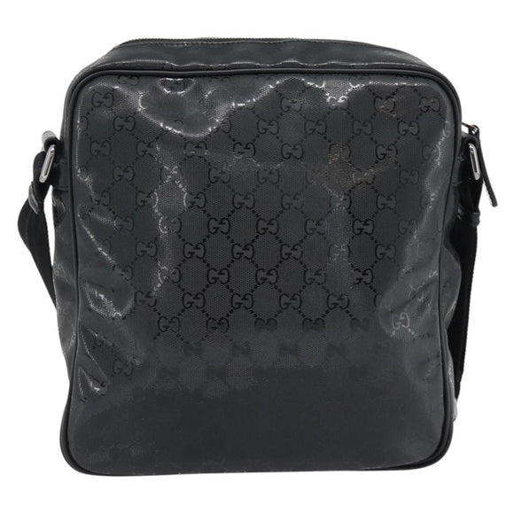 GUCCI GG implementation Shoulder Bag PVC Black Silver 201448 Auth am11696V