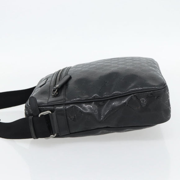 GUCCI GG implementation Shoulder Bag PVC Black Silver 201448 Auth am11696V