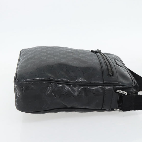 GUCCI GG implementation Shoulder Bag PVC Black Silver 201448 Auth am11696V