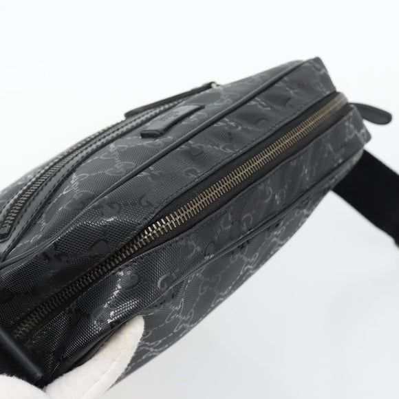 GUCCI GG implementation Shoulder Bag PVC Black Silver 201448 Auth am11696V
