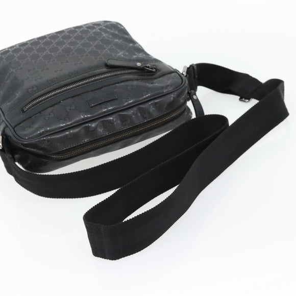 GUCCI GG implementation Shoulder Bag PVC Black Silver 201448 Auth am11696V