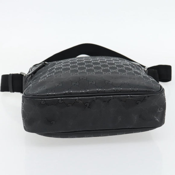 GUCCI GG implementation Shoulder Bag PVC Black Silver 201448 Auth am11696V