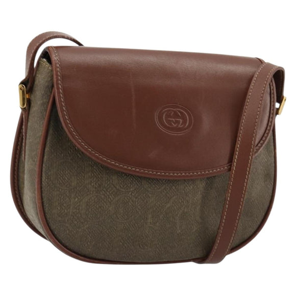 GUCCI Shoulder Bag PVC Leather Brown Gold 007 14 0074 Auth am11698