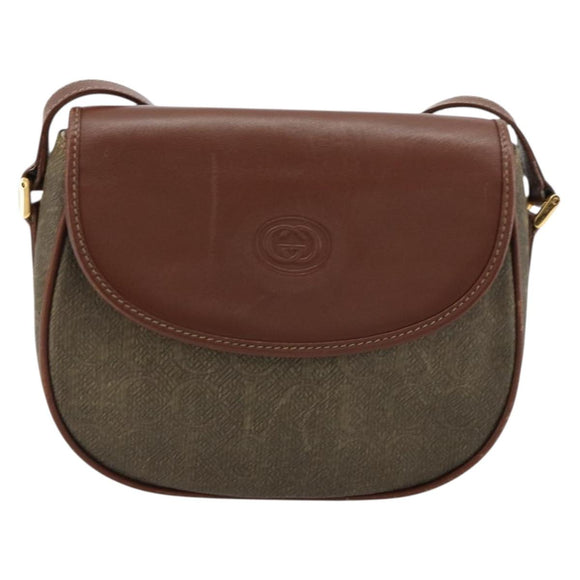 GUCCI Shoulder Bag PVC Leather Brown Gold 007 14 0074 Auth am11698