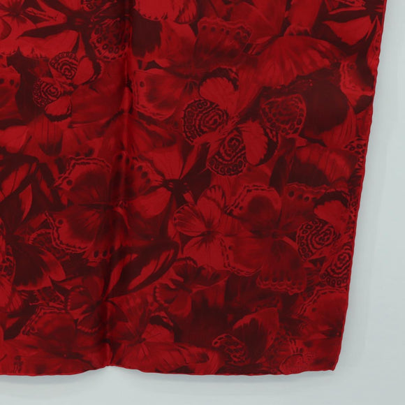 VALENTINO Floral Scarf Silk Red Auth am11699V