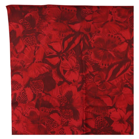 VALENTINO Floral Scarf Silk Red Auth am11699V