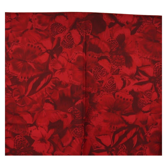 VALENTINO Floral Scarf Silk Red Auth am11699V