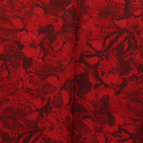 VALENTINO Floral Scarf Silk Red Auth am11699V