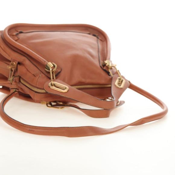 Chloe Paraty Handtas Leer 2way Bruin Goud Auth am11700V