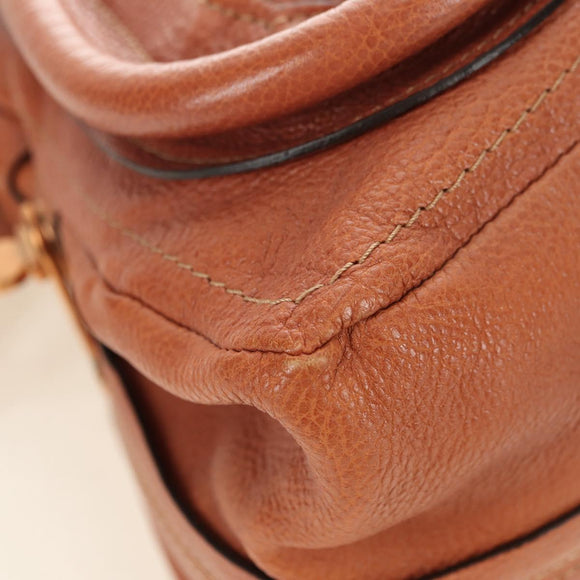 Chloe Paraty Handtas Leer 2way Bruin Goud Auth am11700V