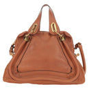 Chloe Paraty Handtas Leer 2way Bruin Goud Auth am11700V-2