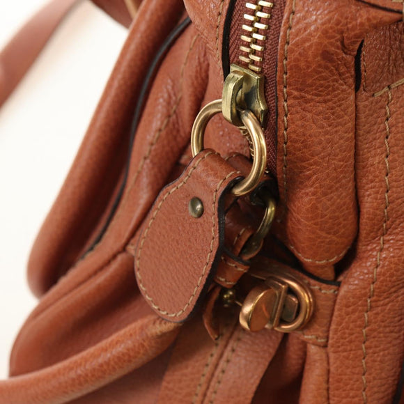 Chloe Paraty Handtas Leer 2way Bruin Goud Auth am11700V