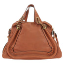 Chloe Paraty Handtas Leer 2way Bruin Goud Auth am11700V-3