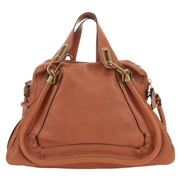 Chloe Paraty Handtas Leer 2way Bruin Goud Auth am11700V