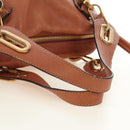 Chloe Paraty Handtas Leer 2way Bruin Goud Auth am11700V-8