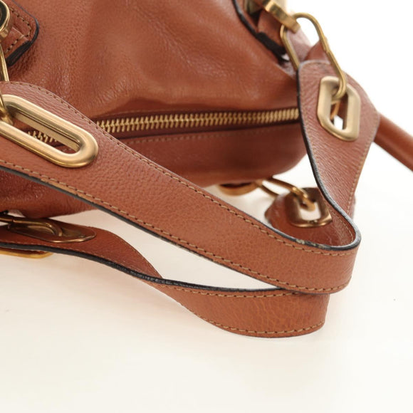 Chloe Paraty Handtas Leer 2way Bruin Goud Auth am11700V