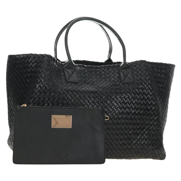 BOTTEGA VENETA INTRECCIATO Cabas GM Hand Bag Leather Black Auth am11701SM