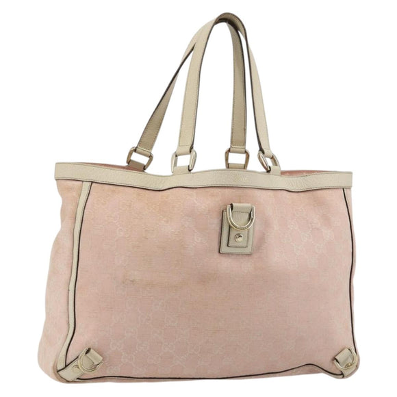 GUCCI GG Canvas Tote Bag Pink Gold 141472 Auth am11704