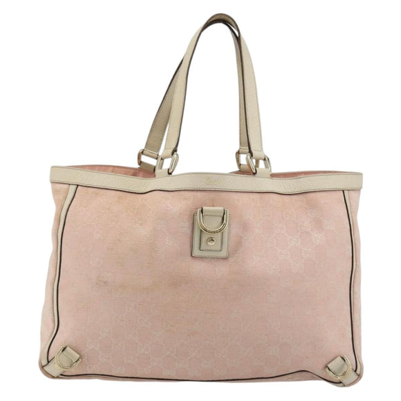 GUCCI GG Canvas Tote Bag Pink Gold 141472 Auth am11704