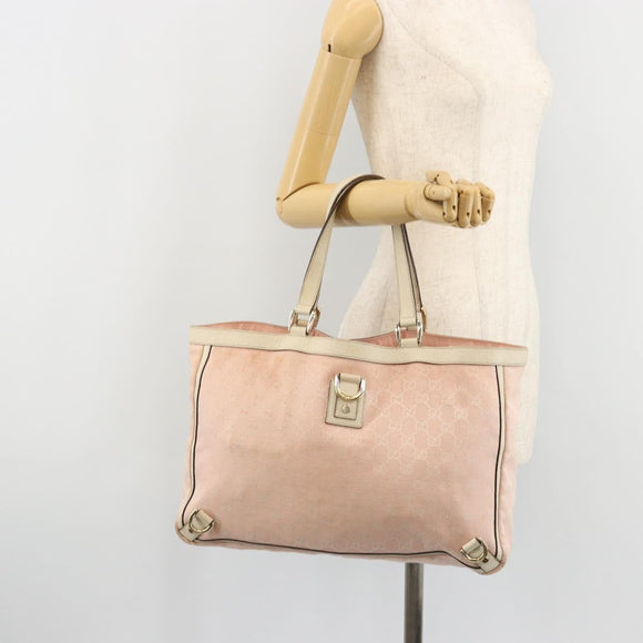 GUCCI GG Canvas Tote Bag Pink Gold 141472 Auth am11704