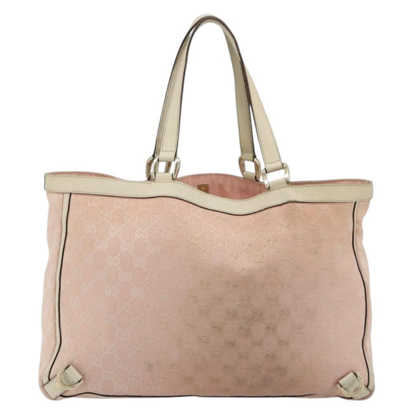 GUCCI GG Canvas Tote Bag Pink Gold 141472 Auth am11704