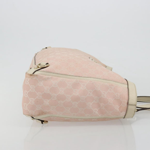 GUCCI GG Canvas Tote Bag Pink Gold 141472 Auth am11704